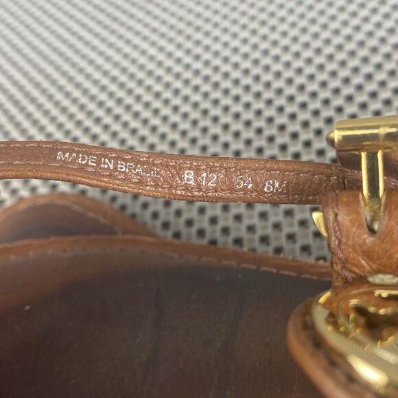 Tory Burch Ali Sandals Womens Size 8 M Brown Leather Gold Logo Thong Sandals - Picture 9 of 9